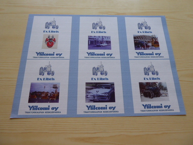 6 kpl Ylikomi Ford traktori ja Dodge auto Ex Libris