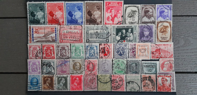 BELGIA VANHAA LEIMATTUJA postimerkkejä 46 kpl