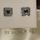 14 K Kohinoor timanttikorvakorut sinisafiirilla, NW 585 - pikkukuva 1