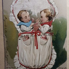 Lapset pelaamassa korttia unipussissa, kohop, p. 1908 - pikkukuva 1