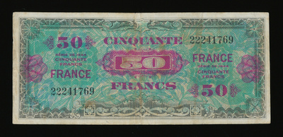 Ranska 50 Francs 1944, Allied Forces, P-122a F+