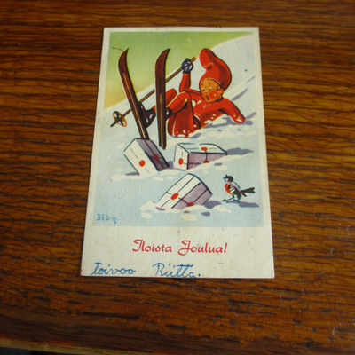 vanhakoko pk beu 53 /10 1954 tonttu mäenlasku lahjat lintu