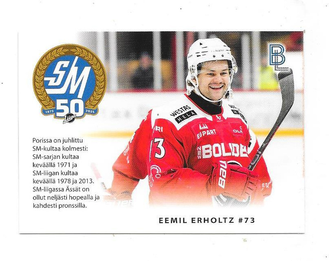 2024-25 BlueLine MatchCard #3/6 Eemil Erholtz  Ässät