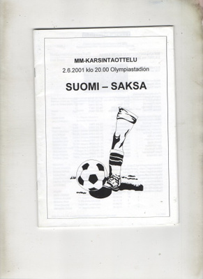 Suomi-Saksa MM-karsintaottelu 2.6.2001 Olympiastadion
