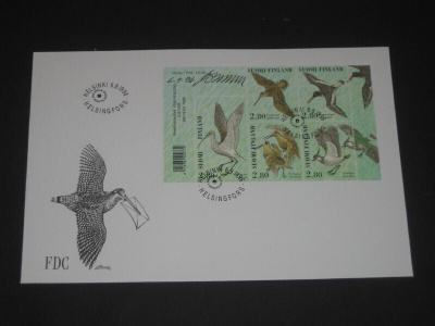 FDC Suomi 1996 Kahlaajalinnut blokki BL17