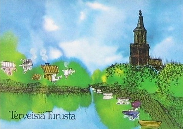 Turku Piirros Postikortti