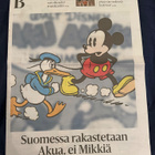 Disney Mikki & Aku sanomalehtiartikkeli Helsingin Sanomat - pikkukuva 1