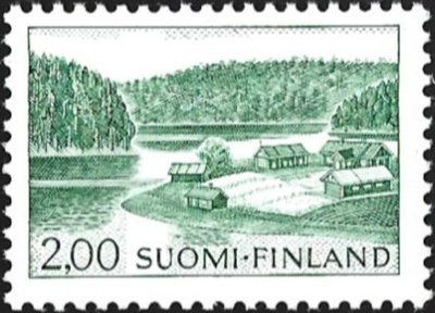 1964 Yleismerkki Maisema 2,00 paperi yEG LaPe 587 y