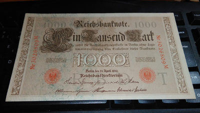 Germany Saksa 1000 Mark 1910 P44 UNC-