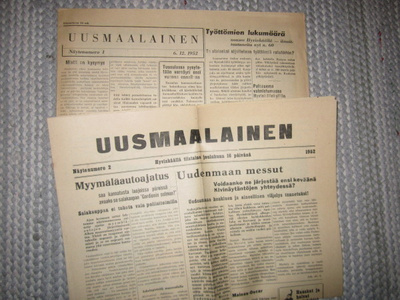 Sanomalehti: Uusmaalainen , näytenumerot 1 ja 2