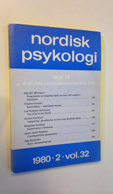 Anders (toim.) Björnsson ym. : Nordisk psykologi nro 2/19...