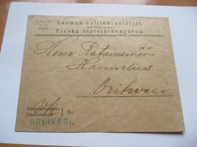 1916 Orihvesi asemaleima VR virkakuori
