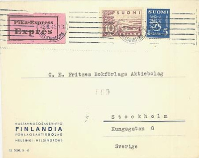 M30 1945 pikakirje Ruotsiin