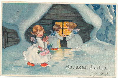 Pikkuenkeleitä - vanha kortti, kulk. 1930