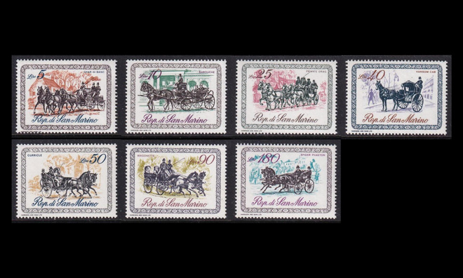 San Marino 929-35 ** Hevosvaunuja (1969)