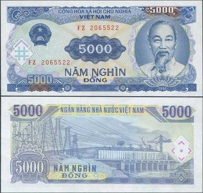 Vietnam 5000 Dong v.1991 (P-108) UNC