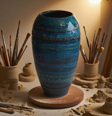 Bitossi Rimini Blu Vase 25 cm – Aldo Londi – Italy