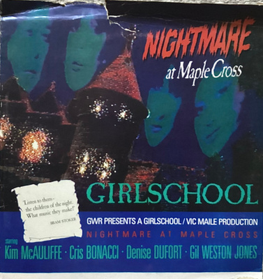 GIRLSCHOOL: Nightmare at Maple Cross LP. PROMO / WHITE LABEL