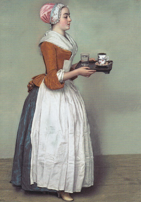Jean-Étienne Liotard: Kaakaotyttö (isohko kortti)