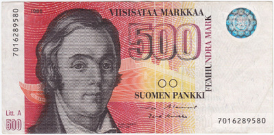 500 Markkaa 1986 Litt.A kl.5