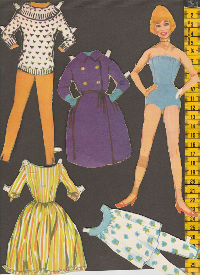 Paperinukke neito 1950-60-luku