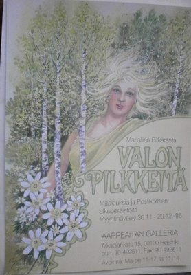 Marjaliisa Pitkäranta: Valon pilkkeitä -näyttelyjuliste 1996