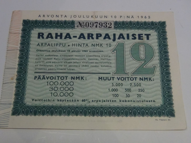 RAHA-ARPAJAISET 1963
