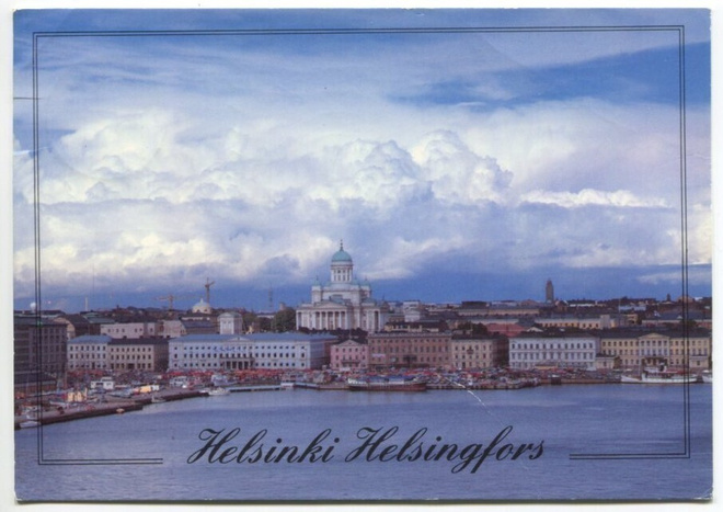 Helsinki Näkymä mereltä Kauppatorille, kulkenut 1990