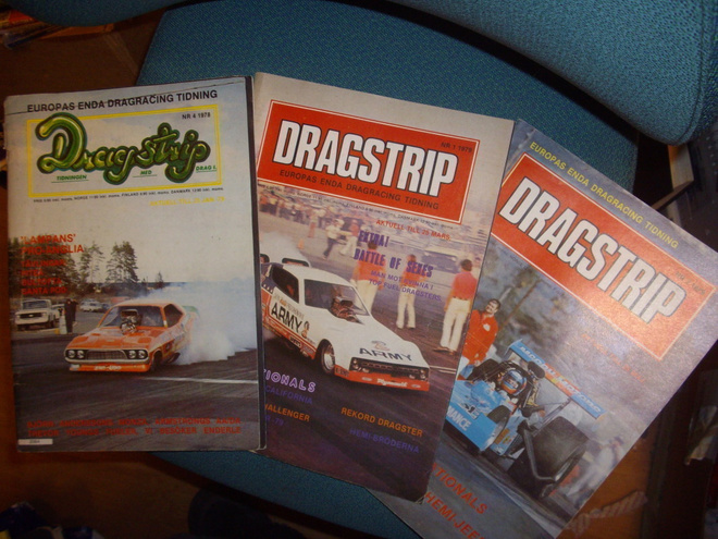 3 kpl DRAGSTRIP lehtiä no:t 1 +2 1979 ja no: 4 1978 (Sis.pk)