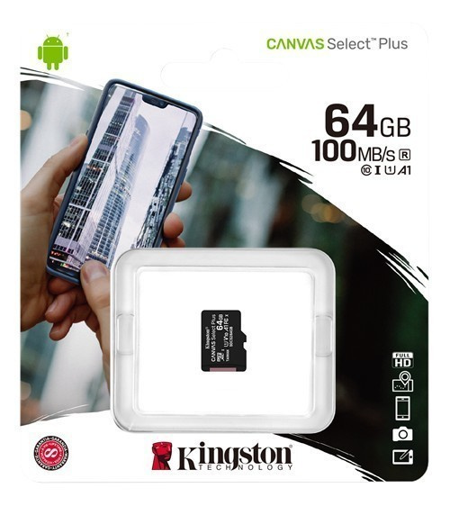 Kingston microSDXC mustikortti, Class10 UHS-I 100MB/s 64GB