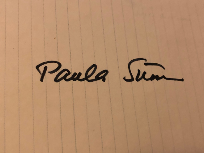 Paula Siimes nimikirjoitus paperilla