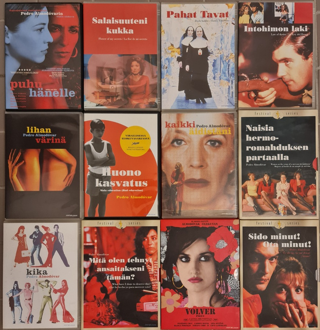 13 kpl Pedro Almodovar suomi-Dvd-elokuvia