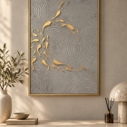 Käsintehty 3D-taulu 50 × 70 cm – kultaiset kalat - pikkukuva 2