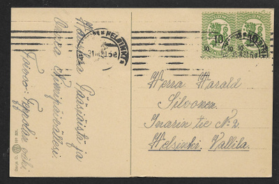 Postilähetys - Saarinen 10/5p (LAPE 2x85) Hki 31.3.1920