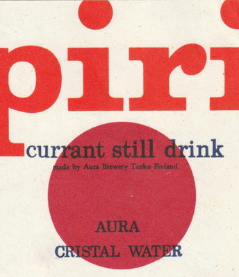 VANHA JUOMAETIKETTI - PIRI CURRANTSTILL DRINK AURA (K11-S84)