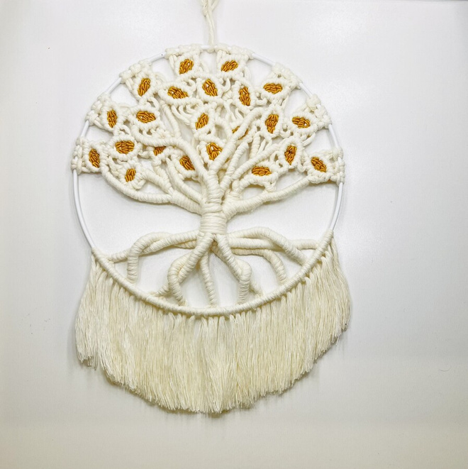 Elämänpuu -makramee - 20 x 28 cm