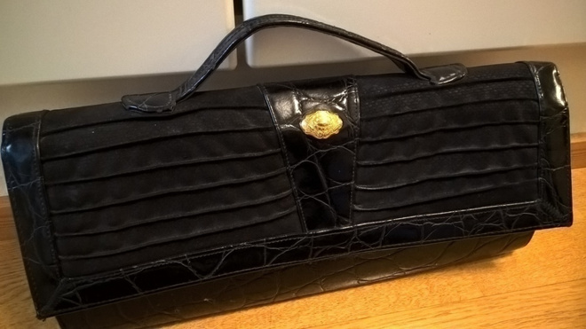 Musta upea Vintage Laukku / Isokokoinen Clutch