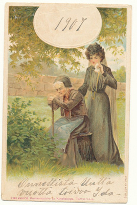 NAISET - vanha kohopainettu Carte Postale