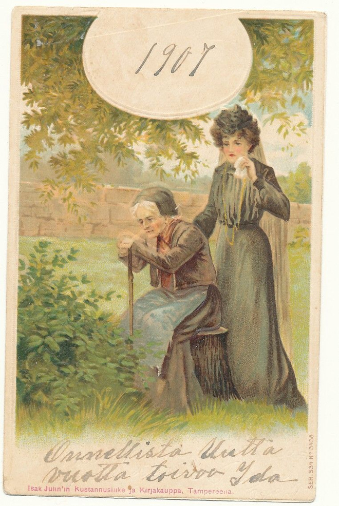 NAISET - vanha kohopainettu Carte Postale