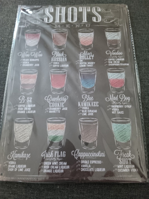 Peltikyltti drinkkilista uusi retro