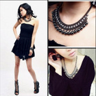1715 .. Fashion Bib Choker Crystal Statement .. Kaulakoru - pikkukuva 2