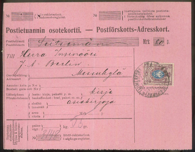1911 40p postiennakko asiakirjoja