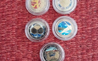 5kpl UNC Suomi 2e väritetty