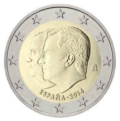 ** ESPANJA 2€ 2014 Kuningas Felipe pillerissä **
