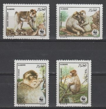 (S0060) ALGERIA, 1988 (WWF. Barbary Macaque). Mi ## 972-975