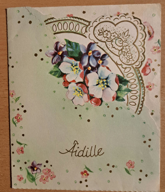 Kukkia,omenankukkia, taittokortti,  kulkenut
