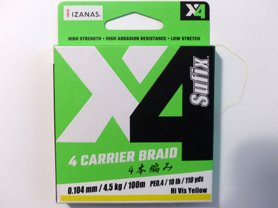 SUFIX 4 Carrier Braid 100m, 0,104mm, 4,5kg Väri: Yellow