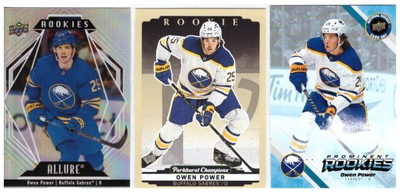 3 x OWEN POWER Buffalo Sabres, Rookie Kortteja