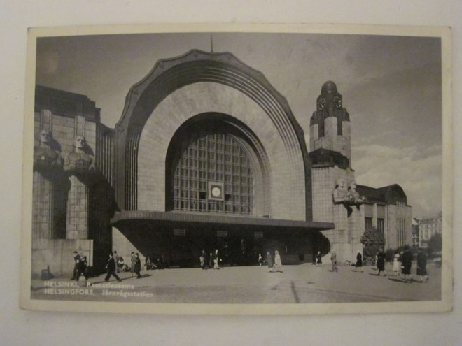 VANHA Postikortti Helsinki Rautatie Asema 1943