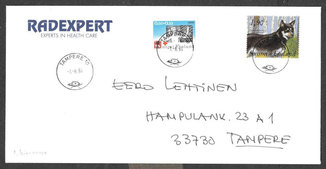 Postilähetys -  (LAPE 674 + 1075) Tampere 10 1.6.1994